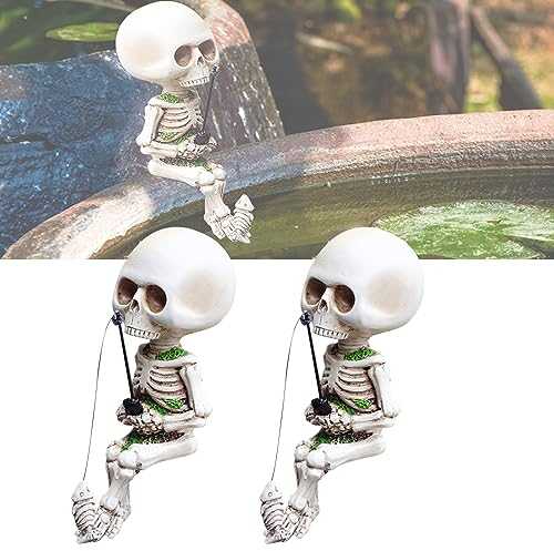 Decoración de Halloween, figuras de esqueleto para jardín, miniestanque, decoración de calavera, mini maceta, decoración de esqueleto, figura de jardín, jardín, balcón, estanque, maceta decorativa (2