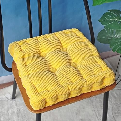 Bettschlange Sitzkissen Outdoor, 2er Set Stuhlkissen 40x40cm, Dicke Bodenkissen, Sitzpolster Outdoor für Bank und Gartenstuhl(Quadrat,Gelb,40 x 40 cm)