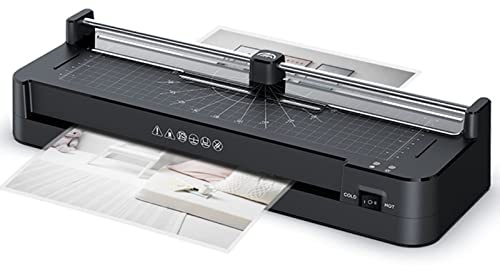 Máquina laminadora de escritorio personal 3 en 1, laminador térmico A3, 320 mm/min, golpe de papel de papel incorporado y redondo de esquina con 10 bolsas, para el hogar, la oficina, la escuela