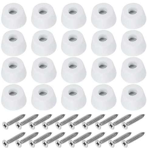 PATIKIL Cutting Board Feet,12 Pieces Non Slip Rubber Feet Bumpers with 304 Stainless Steel Screws for Cutting Board Furniture Chairs Desks 0.98Wx0.47H, White