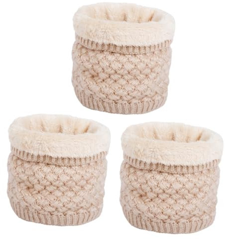 DEARMAMY 3stücke Knitting Scarf Mit Dicker Fleece-innenschicht Winter Scarf Für Damen Und Mädchen Winddicht Warm Und Stilvoll Für Kalte Tage Beige