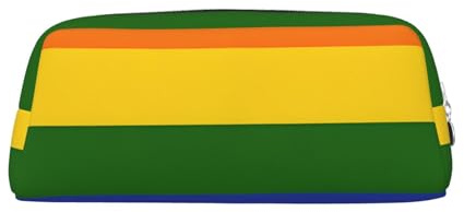 ASPOIJHN Vielseitiges Leder-Federmäppchen mit Regenbogen-Flagge, stilvolle Aufbewahrungstasche für Schule, Büro, Schreibwaren, Kosmetiktasche, Münzen, Organizer, silber, Einheitsgröße, Krawattenetui