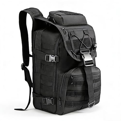 RAPIDSKY Sac à dos tactique militaire 35L/50L, hydrofuge Oxford 900D, système MOLLE, pochette ordinateur, randonnée assaut 3-5 jours, scratch réglable, plusieurs couleurs disponibles (35L - Noir)