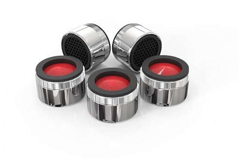 5er Set Sparstrahlregler für Wasserhähne M24x1 Außengewinde - Wasserhahn Aufsatz ABS-Filter 4,5L/min - Strahlregler für Küche, Bad - Wasserhahnfilter wassersparend, spritzfreies Wasser am Waschbecken