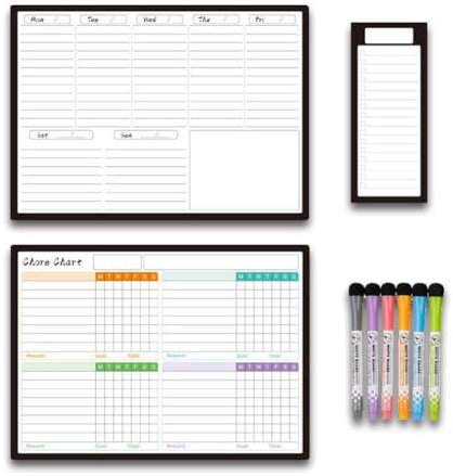 Magnetisches, trocken abwischbares Whiteboard-Set, Monats-, Wochen- und Tagesplaner mit Markern für Kühl- und Kühlschrank-Organisationsplaner, To-Do- und Aufgabenliste für die Familie