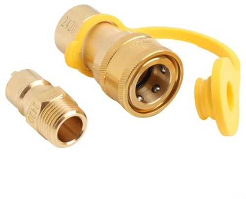 Oniissy Raccord mâle en laiton à dégagement rapide pour tuyau de gaz butane/propane adaptateur de 1,27 cm, pour cuisinières à gaz de camping, barbecue à gaz, chauffage de terrasse