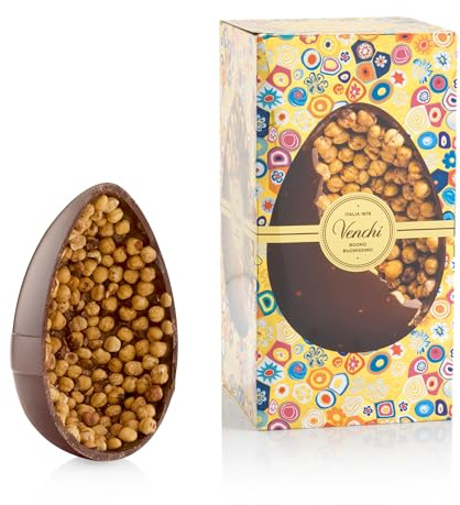Venchi - Schokoladenei, 60% dunkler Schokoladengeschmack, mit Ganzen Piemont-Haselnüss, mit Überraschung, Glutenfrei, Vegan, 1 kg, Osterkollektion, Geschenkidee