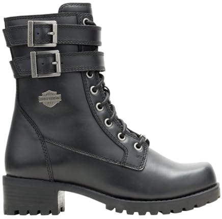 Harley-Davidson Women's Leyton Double Buckle Motorcycle Boot, Black, 8