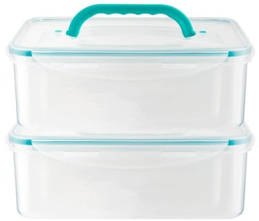 HOMESHOPA Plastic Food Storage Containers with Carrying Handle, 2 Pack 4.5Litres Airtight Reusable Large Lunch Boxes, Clip Lock Lids, Leakproof, BPA Free, Dishwasher, Freezer, Microwave Safe
