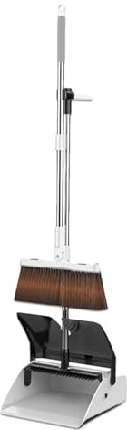 Juego de Escoba y recogedor - Combinación Vertical y Ligera de recogedor y Cepillo con Mango Largo | Juego de escobas para casa, Cocina, habitación, Oficina, vestíbulo, Limpieza de Suelos.