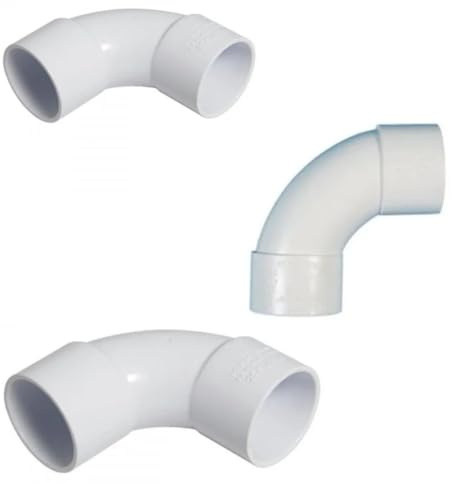 PVC Solvent Weld Swept Bend, 40mm, 92.5 Degree, White, Pack of 3