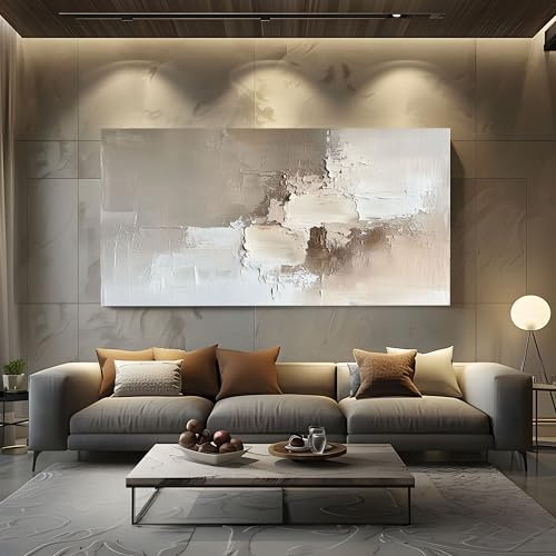 ZORYAN Quadri Moderni Soggiorno Su Tela Dipinto Ad Olio Geometrico 60x120cm | Astratto Bianco Stampe Da Parete Senza Cornice, Quadretti Da Parete, Immagine Per Camera Da Letto