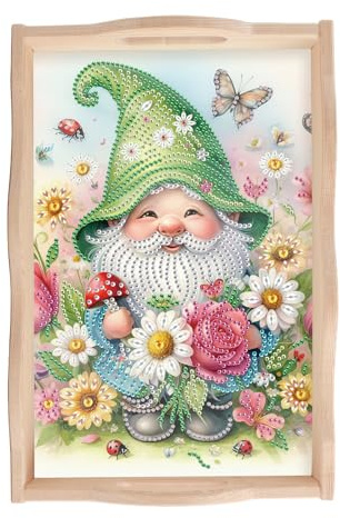 JISHSHAY Diamond Painting - Vassoio di servizio nano diamante per pittura, vassoio pasto nano ricamo diamante piatto di servizio diamante arte punto croce kit ricamo servire vassoio con manici 20 × 30