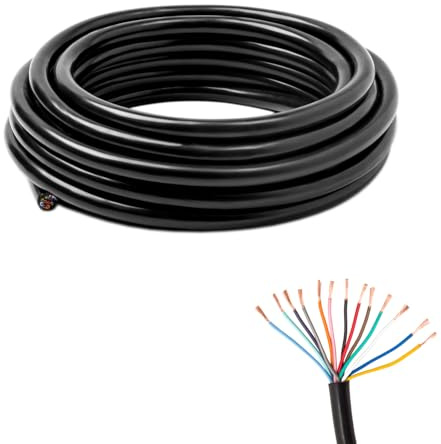 Feuunly 6m Cable Remolque de 13 Núcleos, 13 x 0,5 mm² Cable, 12V 24V Cable de 13 Núcleos Redondo Negro, para Remolque Camión Máquinas Agrícolas Tractor RV (6 Metros)