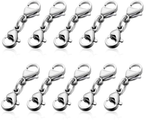 60 Stück Kettenverschluss Silber, Doppelöffnung Kettenverlängerung Verschluss für Armbänder Armband Verschluss Edelstahl Ketten Verschlüsse Karabinerverschluss für DIY Halskette Schmuck 25mm
