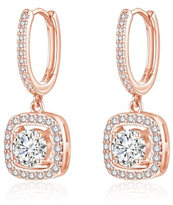 Josfeva Silver 925 Hoop Earrings Women, 925 Sterling Silver Earrings Hoop | Square Heart Round Earring Hanging with Cubic Zirconia, Hypoallergenic Hoops for Birthdays Parties with Gift Box, Nickel-Free
