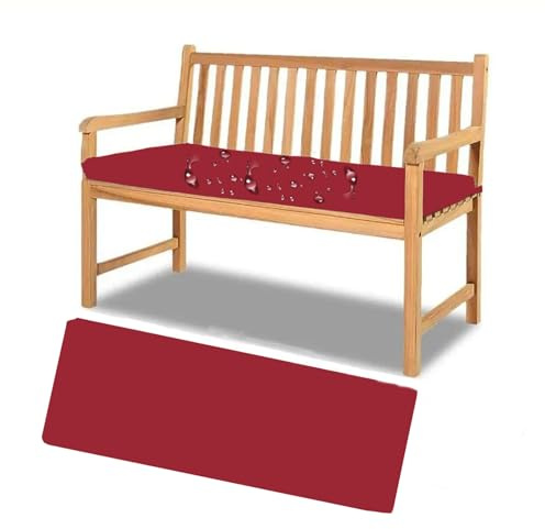 Bankauflage Outdoor 140x45 Wasserfest,5cm Dicke Sitzkissen Bank mit Abnehmbarem Bezug,Rutschfest Sitzauflage Bank,Sitzpolster Bankauflagen,Bankkissen Stuhlkissen für Gartenbank,Schaukel,Esszimmer,Rot