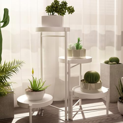 Support pour plantes, étagère d'angle à 4 étages en métal avec plateaux amovibles, étagère à plantes à plusieurs étages pour plusieurs plantes, support de fleurs pour jardin, coin chambre, salon