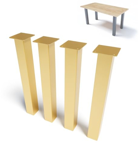 NWELD Tischfüsse Tischbeine Metall EINFACH Gold 72x11x11cm Tischkufen DIY - Tischbein Set - Tischfuß Loft. Industriestil für Couchtisch. Esstisch. Schreibtisch