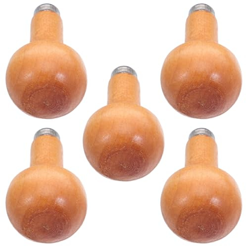 jojofuny Manche en Bois Massif Ergonomique pour Burin et Lime, Forme Champignon, Lot de 5 Pièces pour Outils de Travail du Bois et Gravure Sécurisée