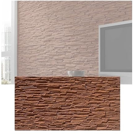 XLIHAWY 3D Faux Stone Wall Panels, PU Natural Stone Imitation Wall Art Tiles, Coverage Accent Wall Stickers for Ceiling Bedroom Living Gaming Room(Red-A,23.6x47.2in/2pcs)
