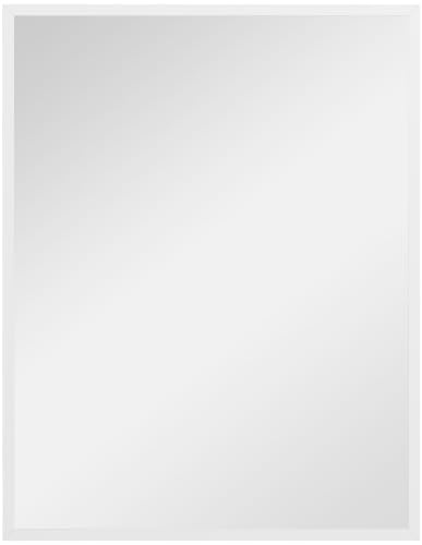 HOMCOM Miroir Mural Rectangulaire 90 x 70 cm, Cadre en Bois Blanc | Idéal pour la Salle de Bain, Salon ou Chambre