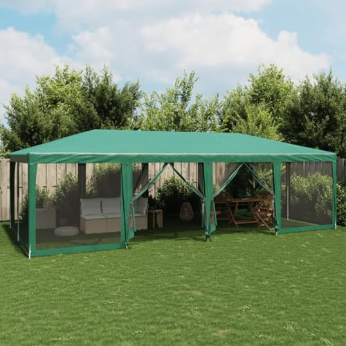 Tente de fête 8x4m avec Cadre en Fer, Toit résistant à l'eau et 12 parois latérales en Maille, abri de Jardin PEHD pour réceptions, Mariages et barbecues