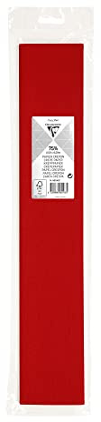Clairefontaine 95106C - Blisterpackung mit 1 Blatt Krepppapier gefaltet, Qualität 75%, 2,50x0,50m, ideal für Deko und Bastelaktivitäten, Rot, 1 Stück