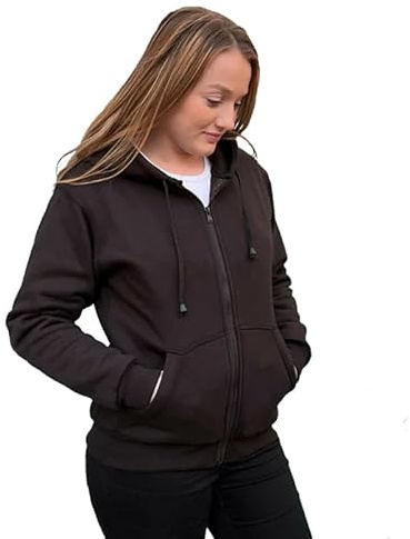 Damen Motorradjacke mit Kapuze - Komplett gefüttert - DuPont Kevlar Aramidfasern - CE-Protektoren - Schwarz - 46 (Herstellergröße:18)