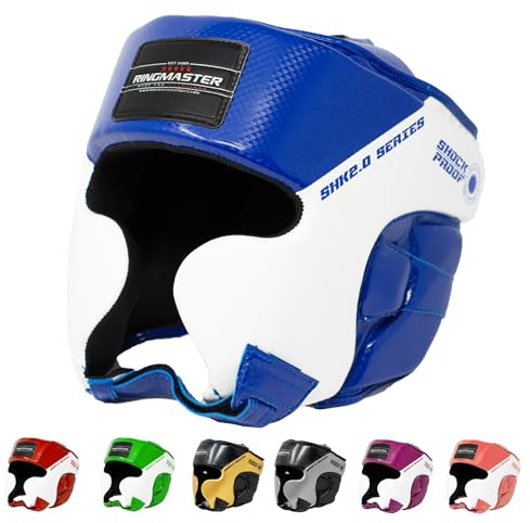 RingMaster Kids Head Guard Gear Boxing MMA Martial Arts Protector Kick (Blue, Small)