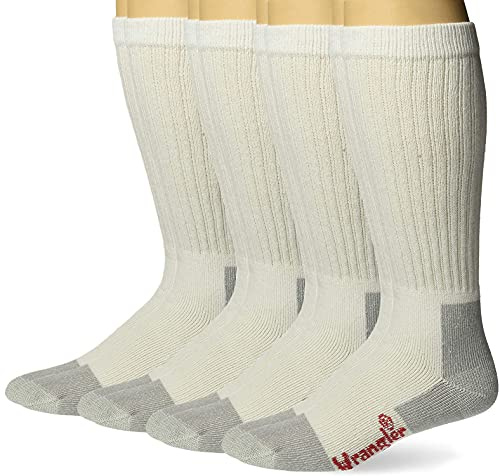 Wrangler Men's Riggs Workwear Over the Calf Work Boot Socks 4 Pair Pack Sockshosiery, White, Large