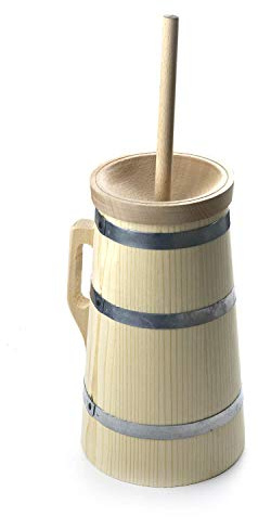 kaese-selber.de Butterfass 3-teilig, 2 Liter - aus massivem Fichtenholz