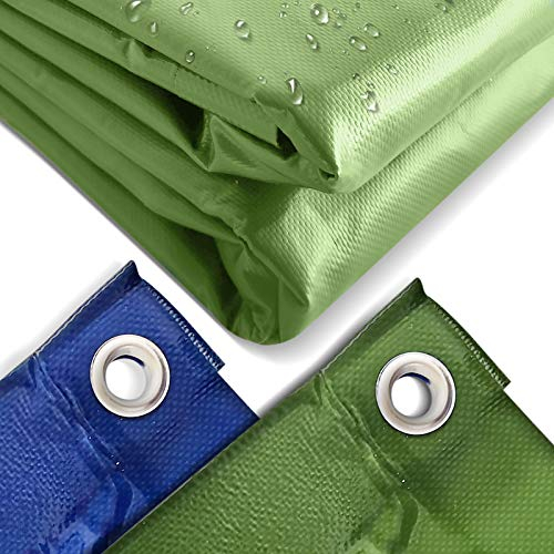 Jago® Lona Impermeable Exterior - 4x3 m, Ojales, Resistente a Altas Temperaturas y Rayos UV, PVC, Poliéster, Verde - Cubre Piscina, Suelo Camping, Remolque, Caravana, Toldo, Tapar Leña, Multiuso