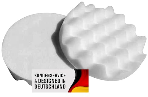 Polierschwamm Set 180mm Klett In Verschiedenen Härtegraden Und Setgrößen Polierschwämme Für Die Poliermaschine Polierpads Polierset Kletthaftend Gewaffelt Oder Glatt (Soft Weiß gewaffelt, 2er Set)