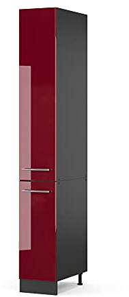 Vicco Apothekerschrank Fame-Line, Medizinschrank für die Küche, Bordeaux Hochglanz/Anthrazit, 30 cm