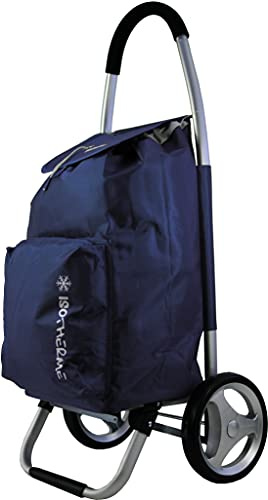 Chariot de Course Cabat marché Poussette marché Pliable et Diable Caddie Panier Montant METZELDER Ever K Chassis Aluminium Garantie 1 an (Bleu/Marine/Blue, 102x46x38cm / 2kg / 54L)