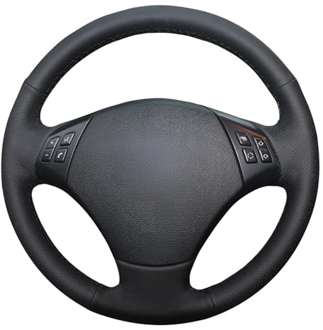 MEWANT Lenkradhülle aus echtem Leder, schwarz, für BMW 3er E90 (Sedan) 2005–2011/3er E91 (Touring) 2005–2011 / X1 E84 2009–2015
