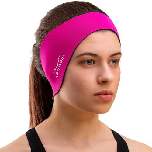 AqtivAqua Fascia per Nuoto per Bambini, Adulti, Uomini, Donne, Bebè, Fascia per Capelli, Tappi per Le Orecchie (colore: Rosa, taglia: XL)