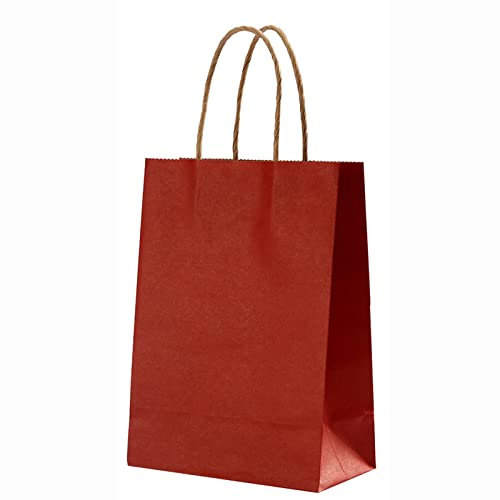 100 Pieces Sac Kraft avec Poignées, Sachet Kraft Poignée Sac en Papier Kraft pour Vente au Détail Cafes Emporter Boutique épicerie Boulangerie Bricolage Calendrier de l'avent-E-26x12x33cm
