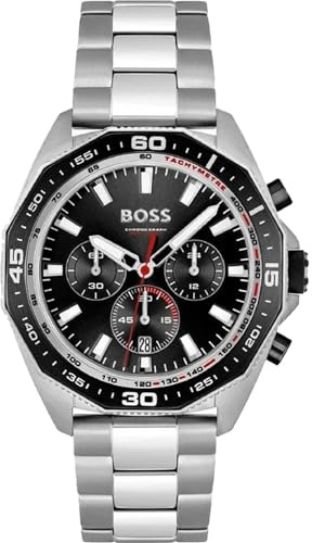 BOSS Chronograph Quarz Uhr für Herren mit Silbernes Edelstahlarmband - 1513971