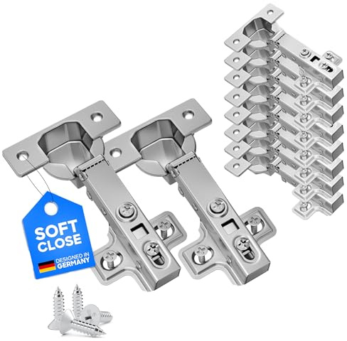 LIVING-TEC® Scharnier mit Softclose in Standardgröße 2er Set | Türscharniere mit Gasdruckfeder | Schrankscharnier mit 105° Öffnungswinkel | Topfscharnier ø 35 mm (2 Stück/Eckanschlag)