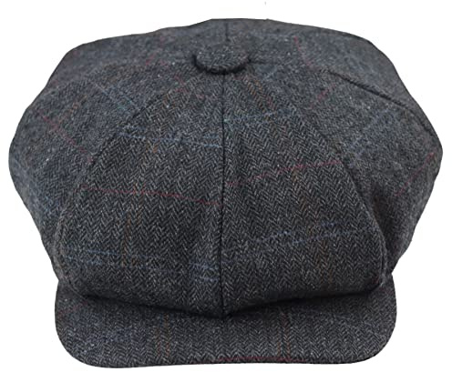 TruClothing.com Herren 8 Bahnen Razor Baker Boy Hut Wolle Tweed Blinders Schiebermütze - grau XL