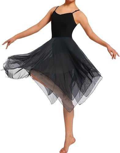 Mulnall Femmes Modern Lyric Dress Dance suit Ballet Asymétrique High Mesh Sans Manches Leotard Gymnastique Chaussures de Danse