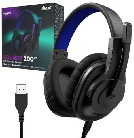 uRage Gaming-Headset SoundZ 200 V2, kabelgebundene Multi-Plattform Kopfhörer für PS5/PC, Over-Ear, in schwarz