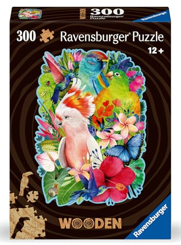 Ravensburger Beautiful Birds Shaped 300 Piece Wooden Puzzles for Adults and Kids Age 12 Years Up