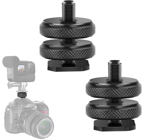 Adaptateur Griffe Camera,1/4 Adaptateur Griffe Caméra,2 PCS Support Adaptateur Griffe,Hot Shoe Mount 1/4-20Adaptateur,Triple Hot Shoe Mount,Vis Support de Caméra pour Caméscopes,DSLR,Appareils Photo