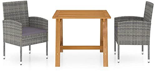 BaraSh 3-TLG. Garten-Essgruppe TerrassenmöBel Set GartenmöBel Essgruppe MöBelsets Garden Furniture Garten MöBel DraußEn Grau - 3068723