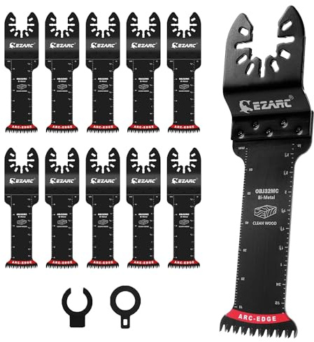 EZARC Lot de 10 lames de scie oscillante bi-métal à bords arqués extra longues de 5,8 cm avec dents japonaises pour des coupes nettes dans le bois dur et le plastique, lames universelles pour outils