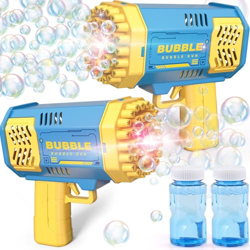 Beria Toys for 3-8 Year Old Kids Boys: 2 Pack Rocket Bubble Gun Bubble Machine Gifts for Age 3 4 5 6 7 8 Years Old Kids Birthday Presents Toy for Toddlers Outdoor Garden Party Games Bubble Maker