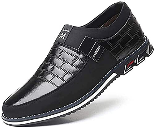Chaussures Décontractées Cuir pour Hommes Mocassins et Loafers de Conduite Mode Slip-on Oxford Habillées Affaires Mocassin Confort Marche Bureau Extérieur（Noir,43 EU